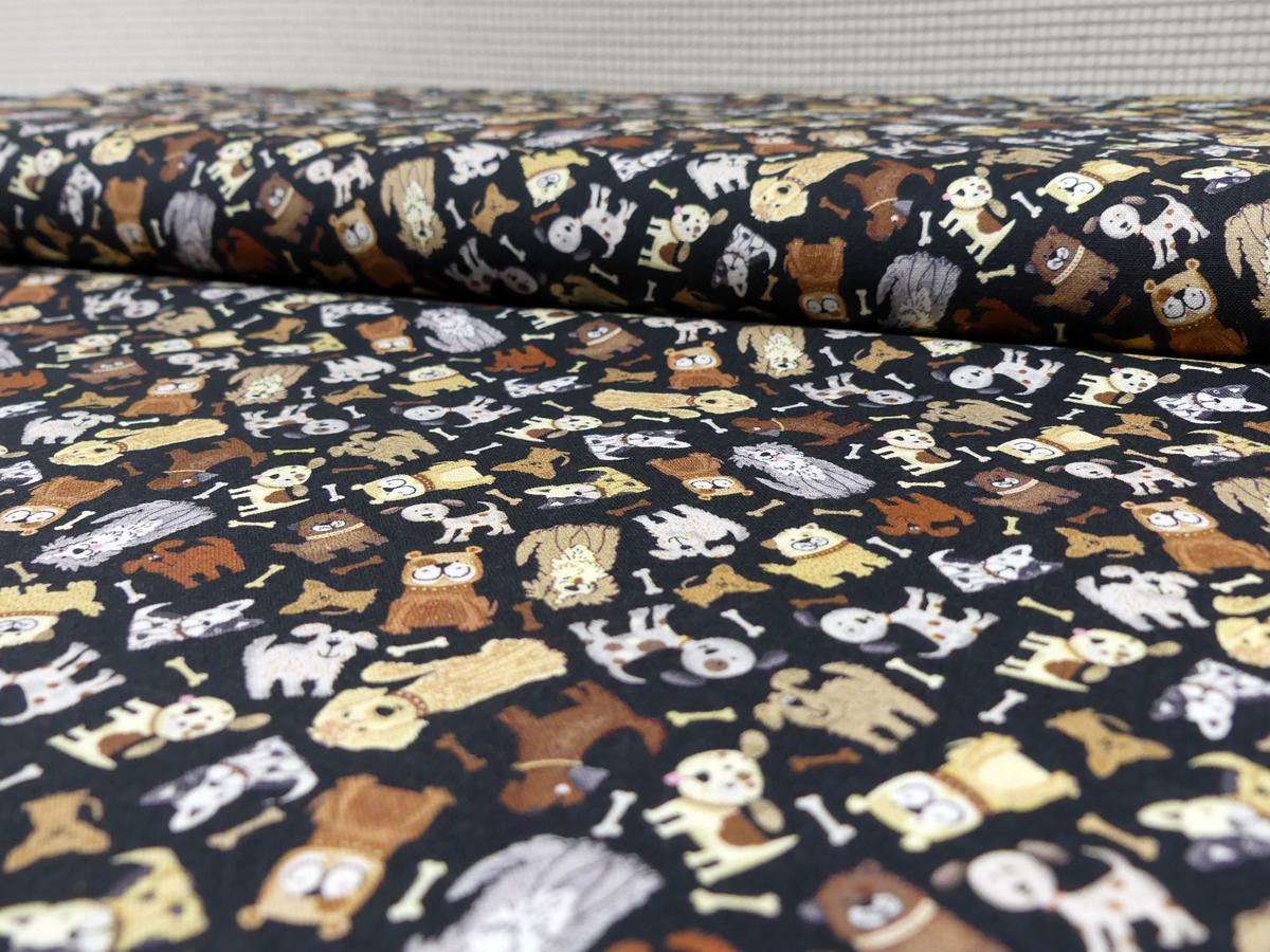 kleine Hunde mit schwarzem Hintergrund Patchwork